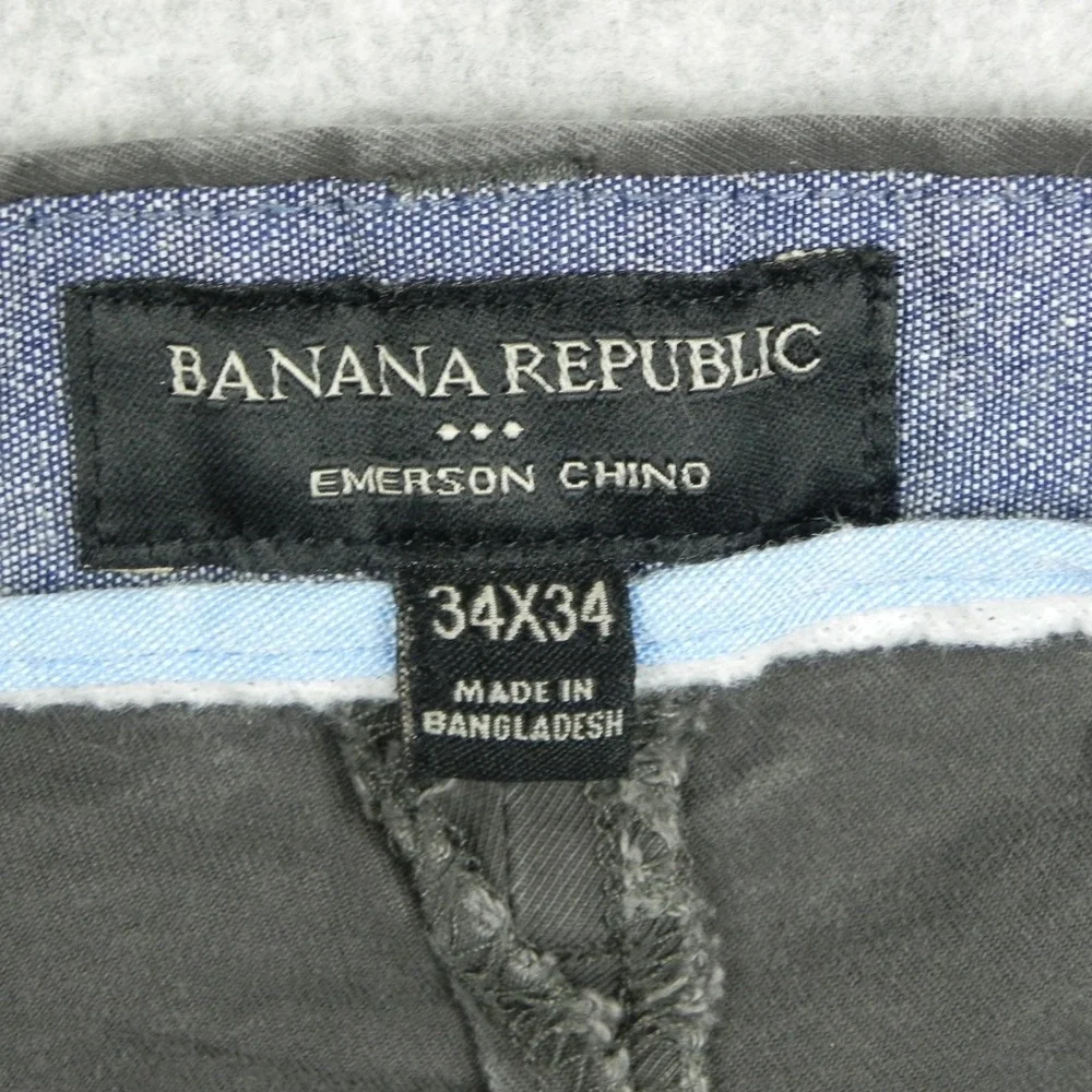Banana Republic Pants Mens 34x32 Emerson Chino Casual Stretch Flat Front‎ Gray